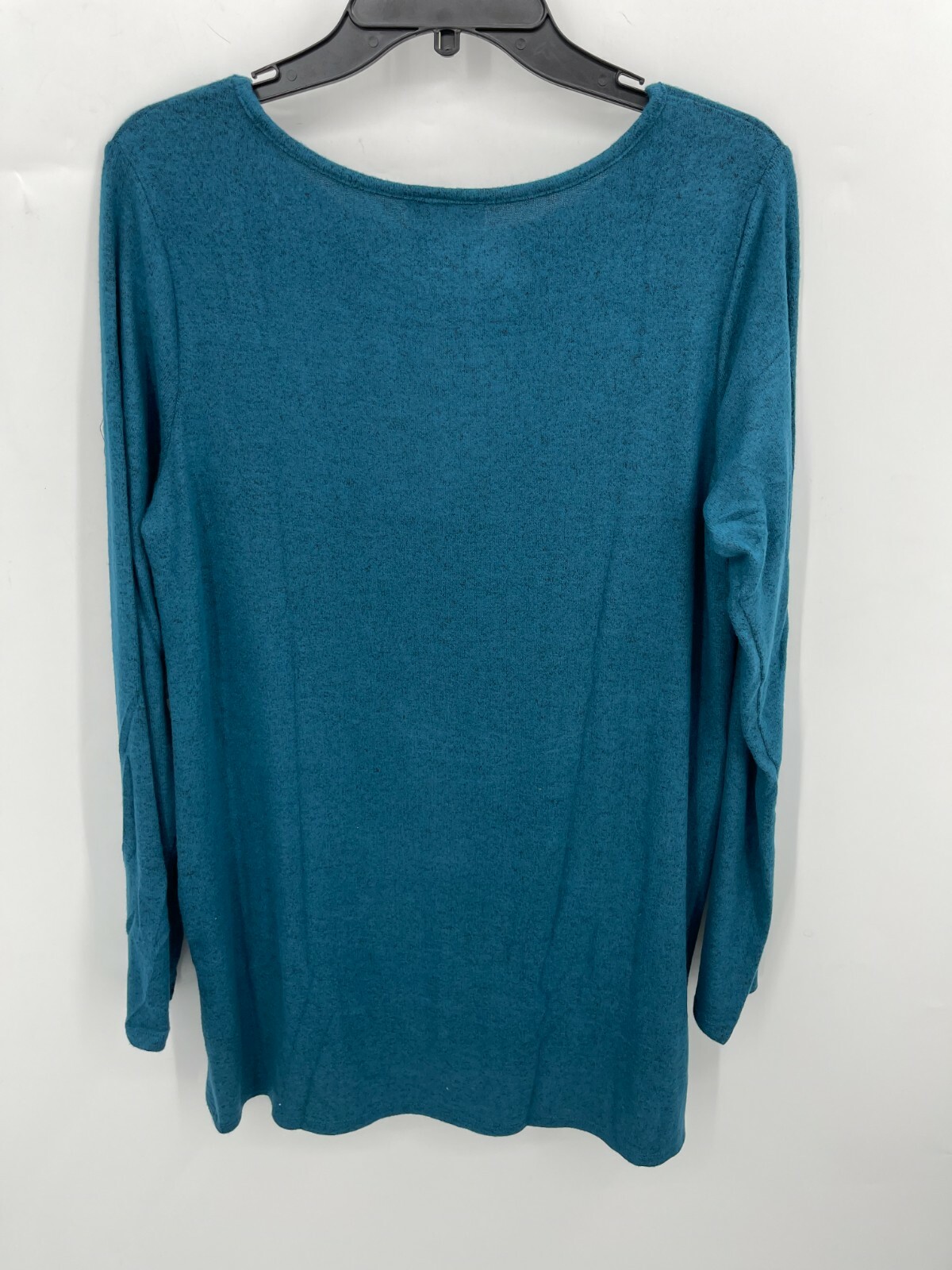AB Studio Top Womens Large Blue Side Button Hem Detail Lagenlook Pullover