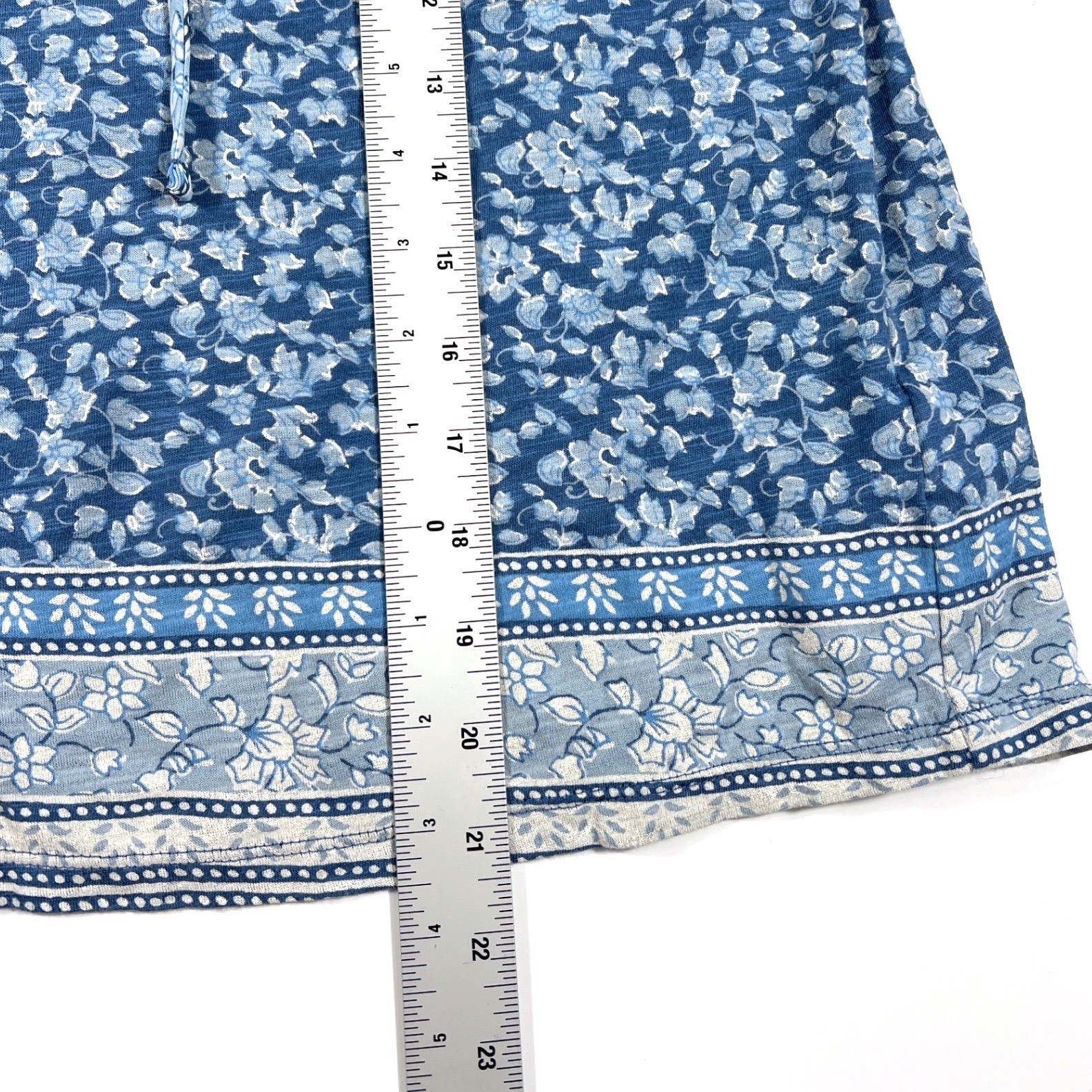 Lucky Brand Blue Floral Sleeveless Blouse Medium Cotton Modal Boho Peasant Tank