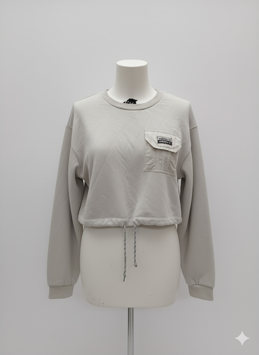 Adidas Crop Sports Top Womens size 14 Front Pocket Very Light Green P2P 24″.