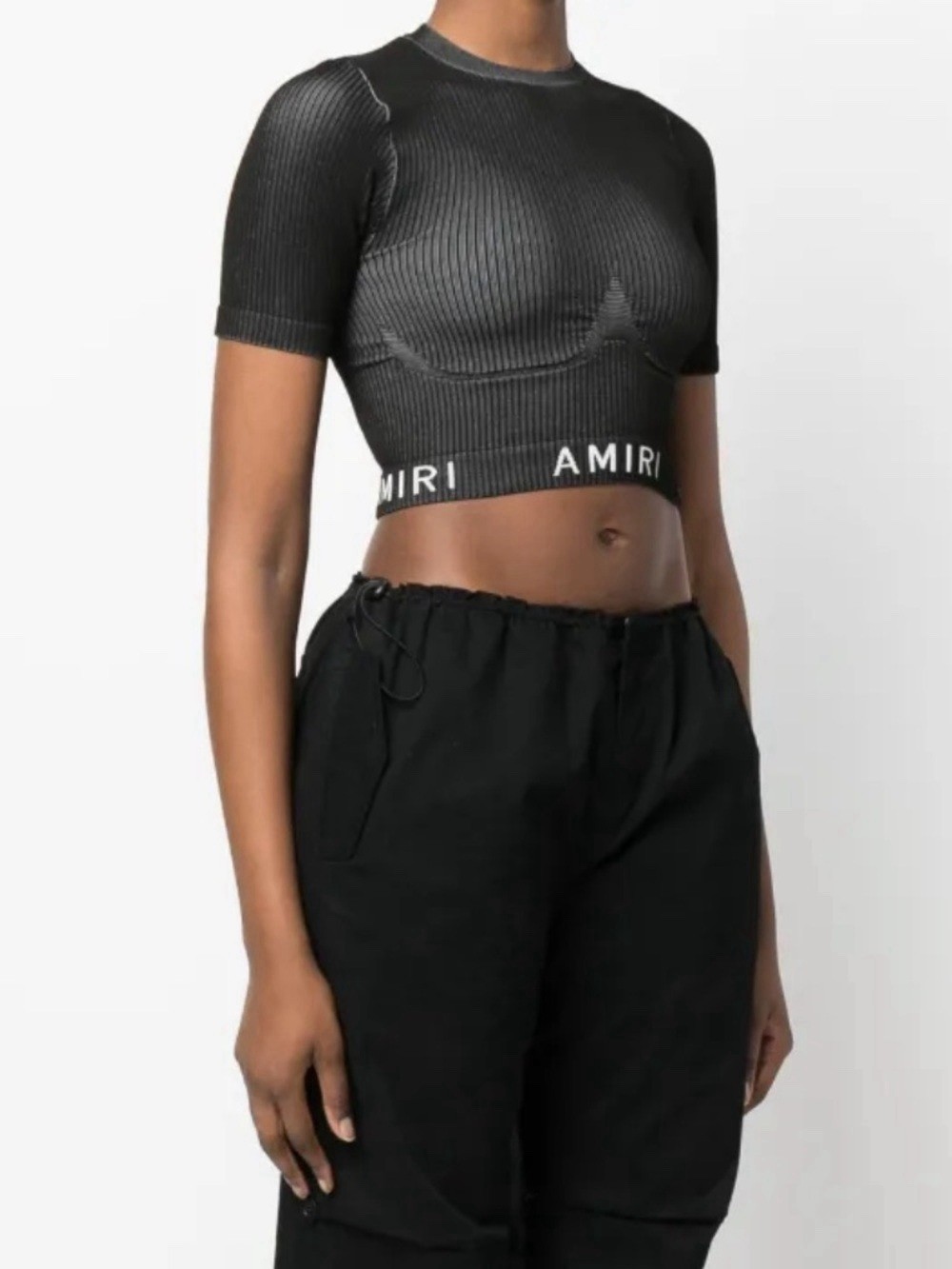 AMIRI black seamless knit top