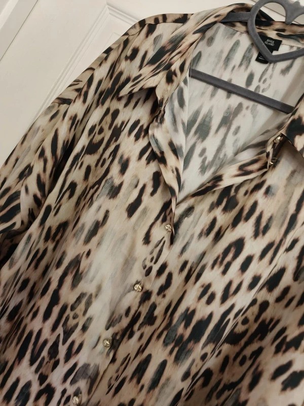 River Island Leopard Print Satin Shirt UK 18
