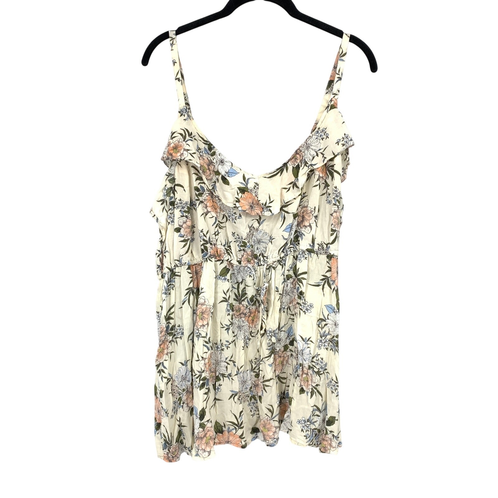 Torrid Ruffle Neckline Sleeveless Blouse Womens Size 3X Cream Multicolor Floral