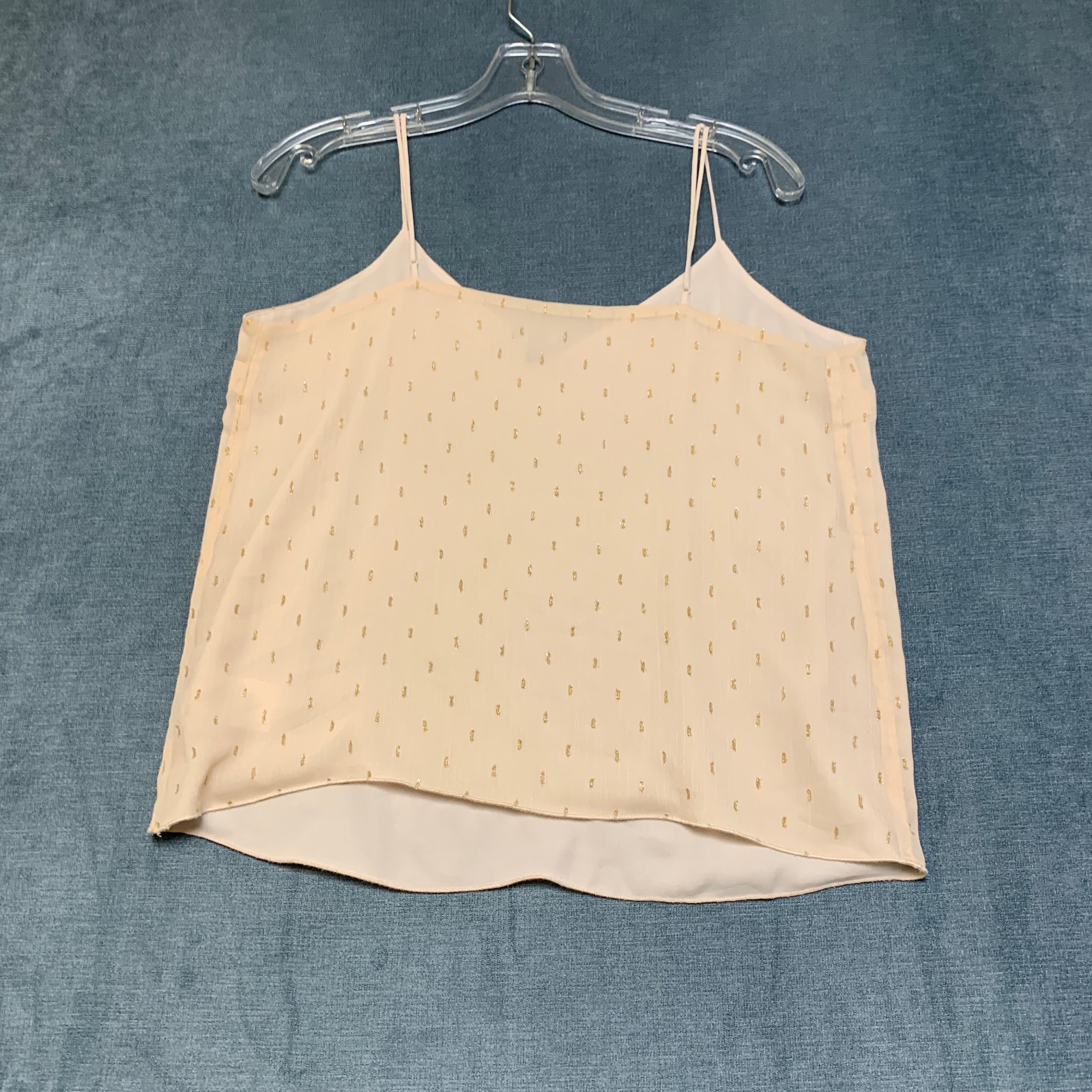 Express Camisole Top Women’s M Beige Casual Swiss Dot Adjustable Strap V Neck