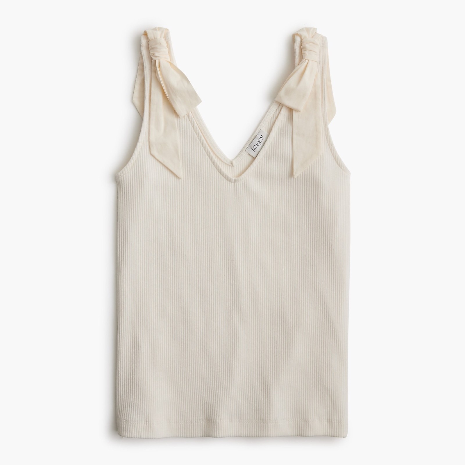 NWT J.Crew Size S Factory Bow-shoulder Tank Top Marine Salt Ivory Ribbed Shirt