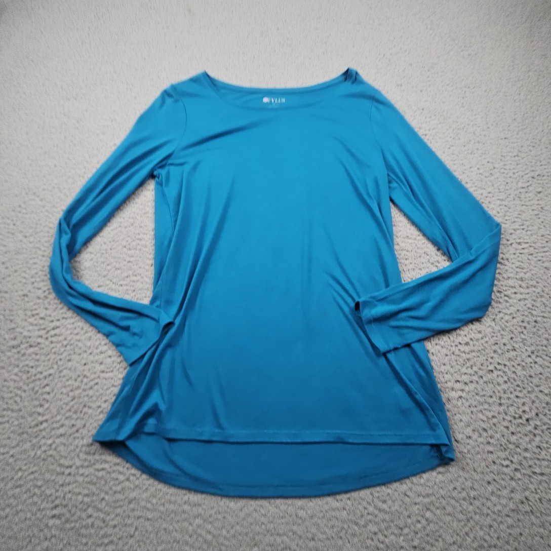 Stylus Top Womens Medium Blue Long Sleeve Long Sleeve T Shirt
