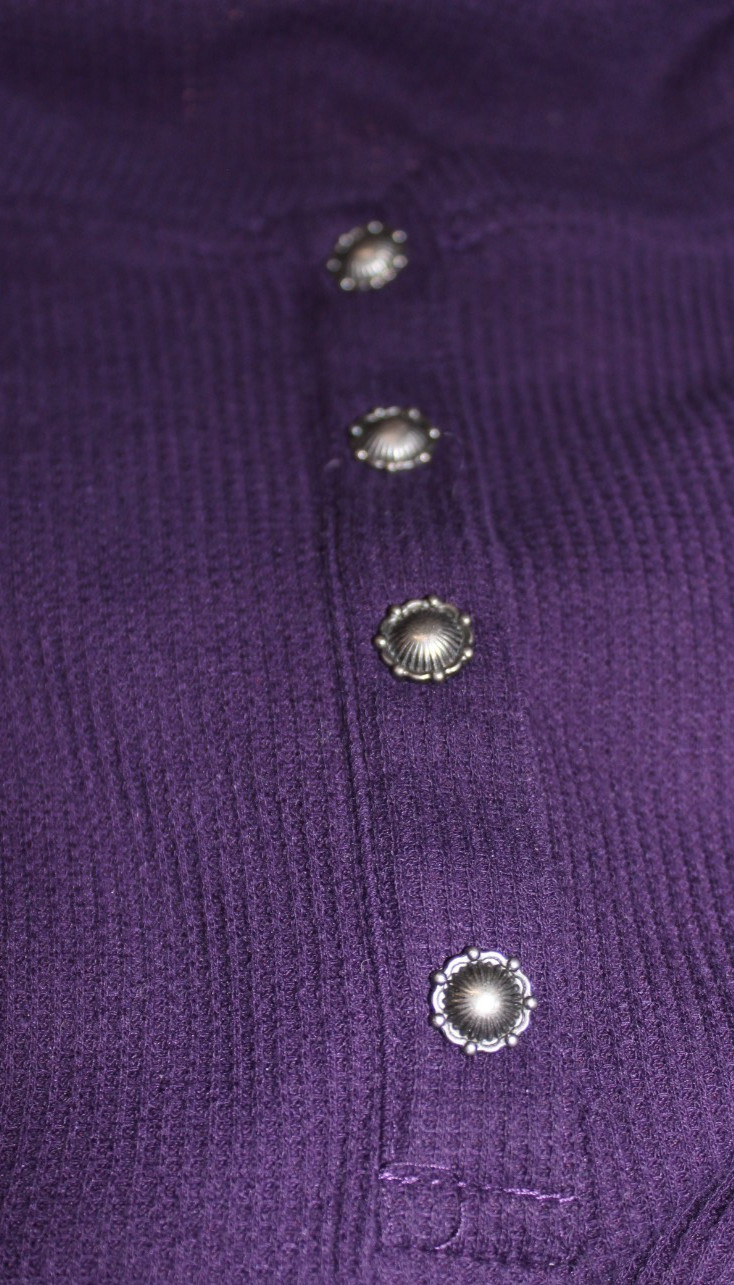 Ariat Blouse Women’s Size XL Purple Lace Shoulder Metal Snap Long Sleeve Western