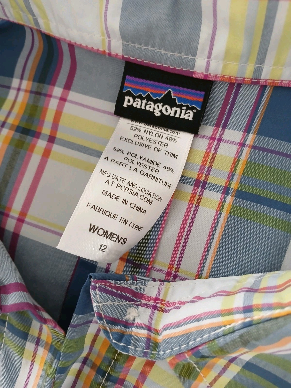 Patagonia Women’s Size 12 Sun Stretch Long Sleeve Button Up Shirt Plaid EUC