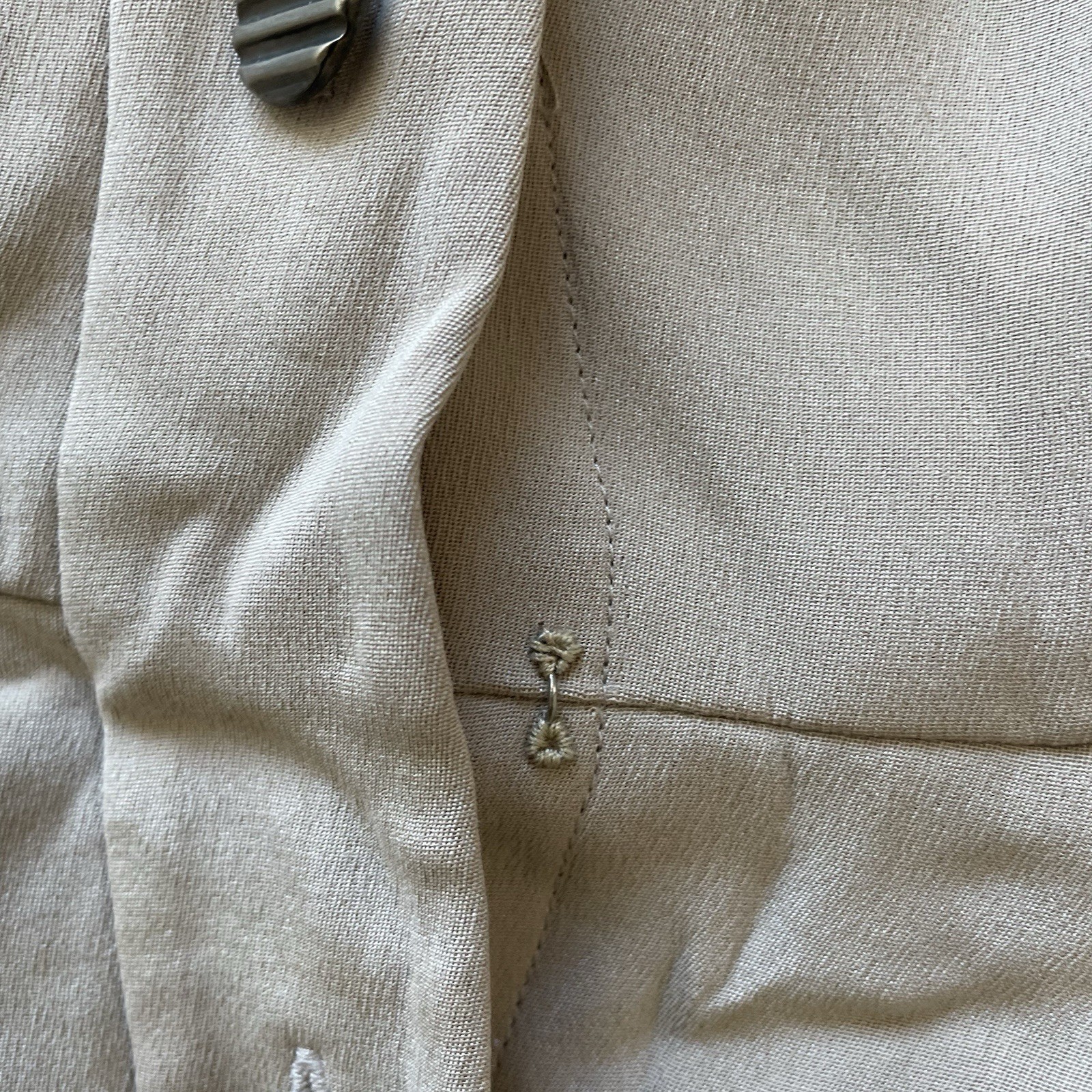Patrick Silk Shirt Dress Size 2 Petite Long Sleeve Beige Button Down Collared