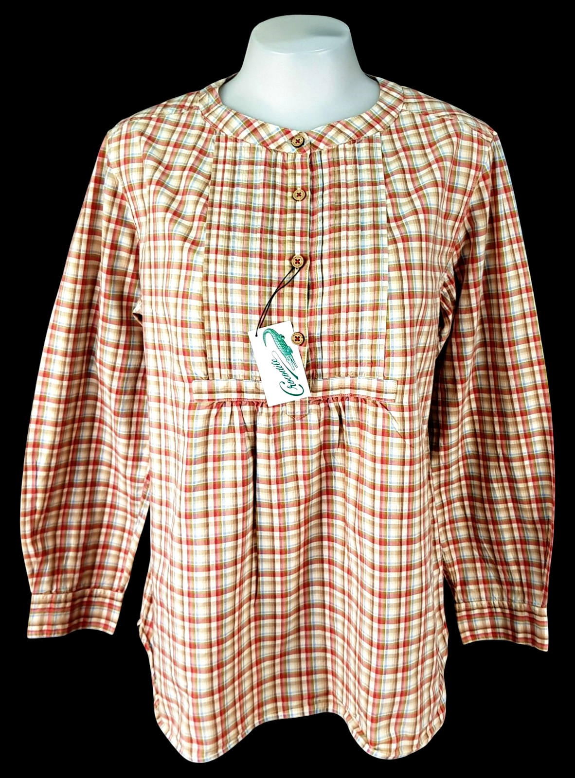 CROCODILE Womans Pink Check L/S SHIRT TUNIC Multipleated – XL – UK20 – EU48 -£68