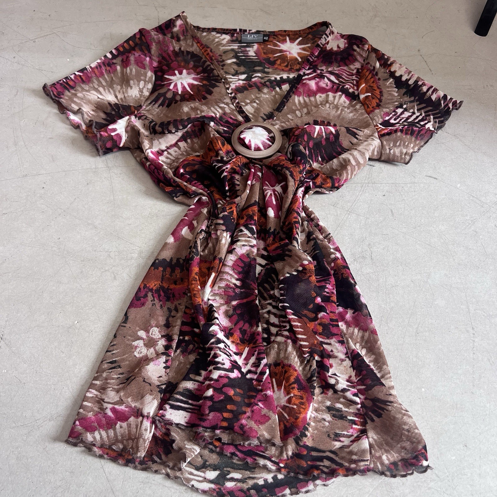 Liv Mesh Ring Top Tie Dye Pink Top Size 14 Y2K Vintage