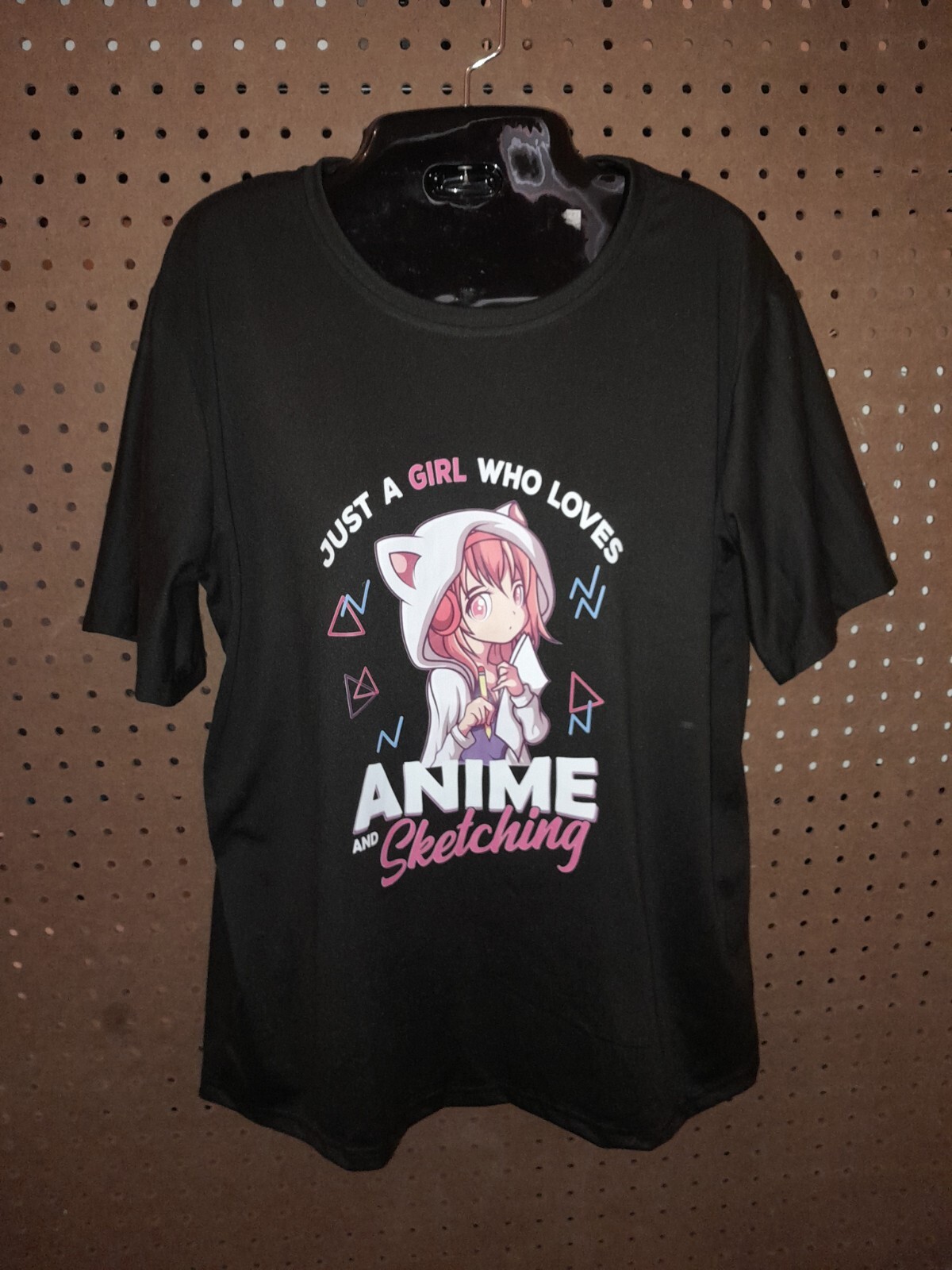 JUST A GIRL WHO LOVES ANIME Manga Cartoon Strechy Shirt Junior Size L – NEW