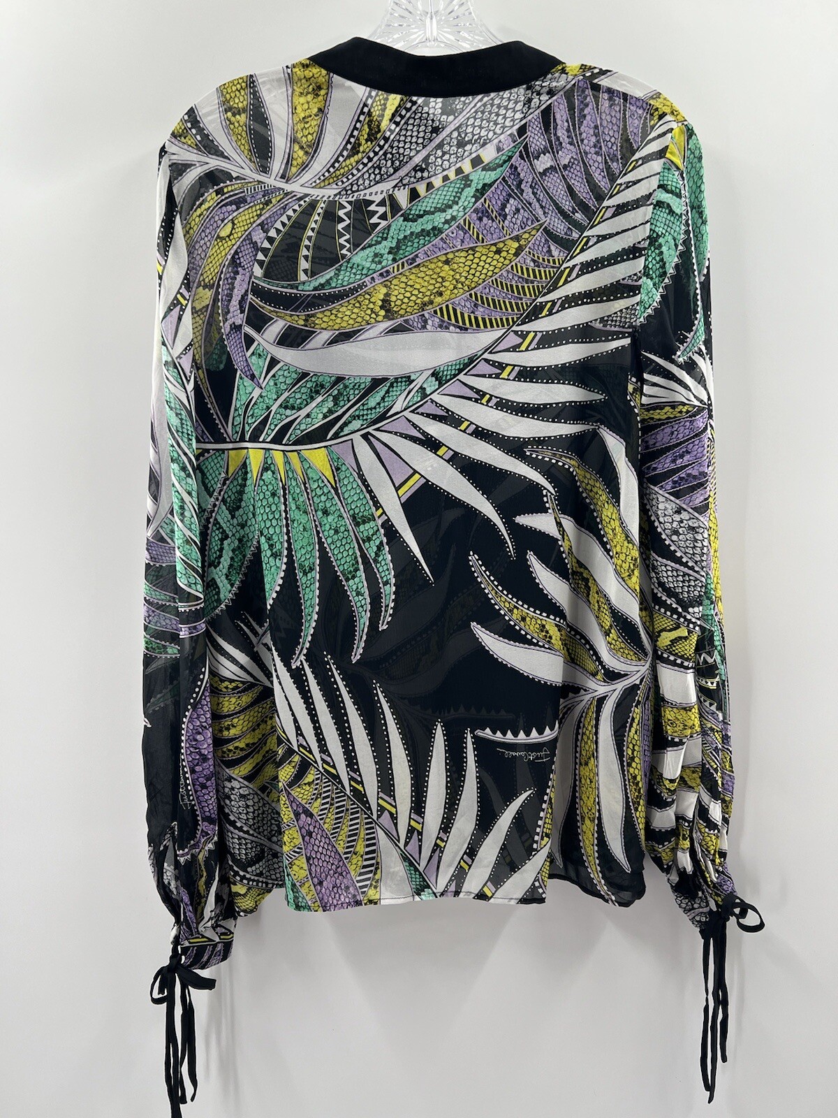 Just Cavalli By Roberto Cavalli Women’s Long Sleeve Silk Blend Semi Sheer Top 40