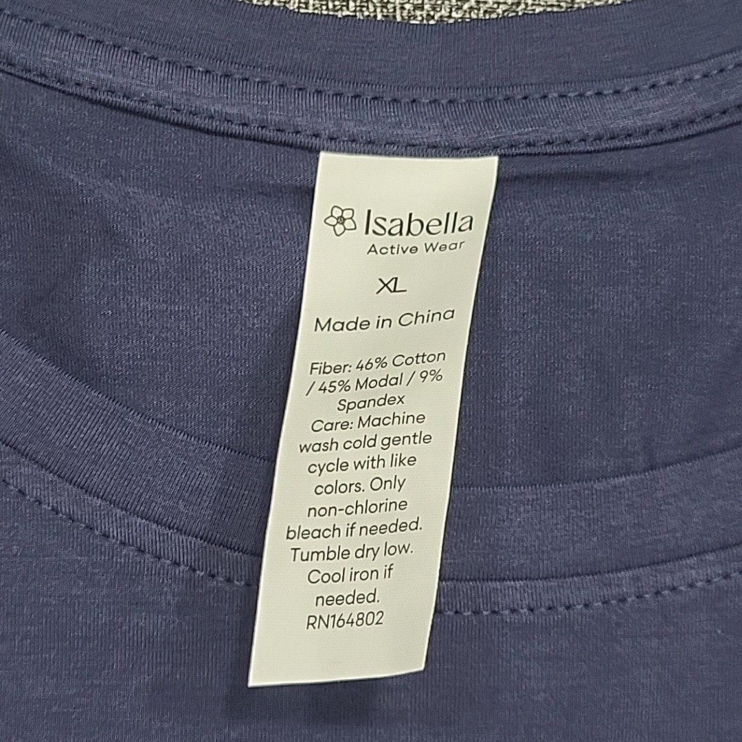Isabella Womens Everyday Active Wear Lightweight Top X-Large Size Navy Shirt