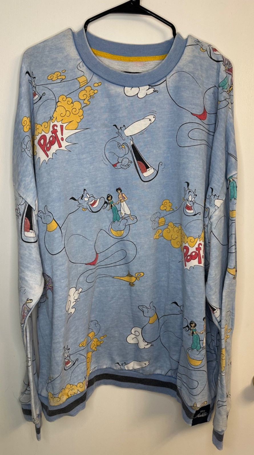 Oh My Disney Size 2XL Blue Aladdin All Over Print Sweatshirt Genie Jasmine