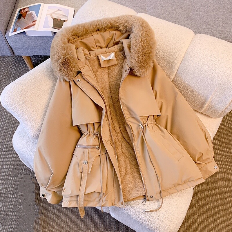 Winter Women Parka Hooded Fleece Padded Warm Coat Ladies Fur Jacket Outwear