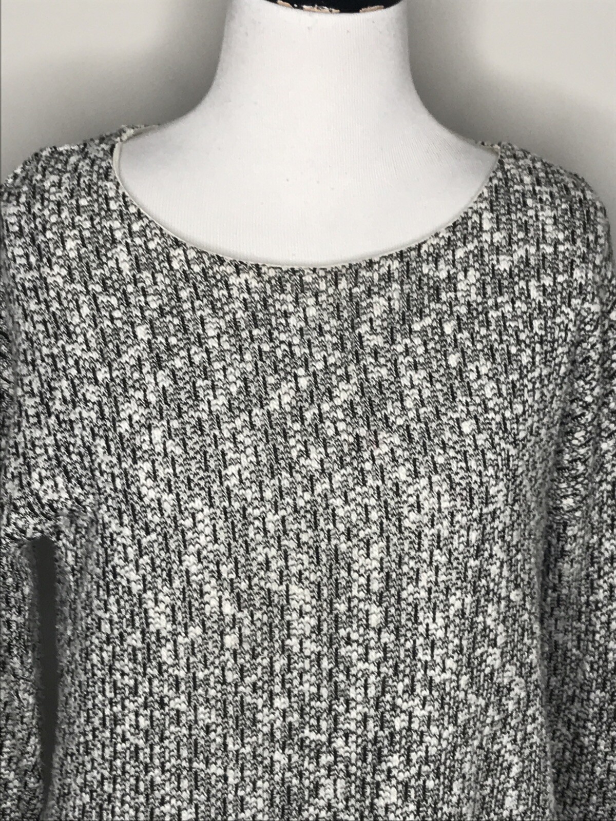 Bobeau Womens Layered Top Sweater Knit With Chiffon Underneath Sz Small Black