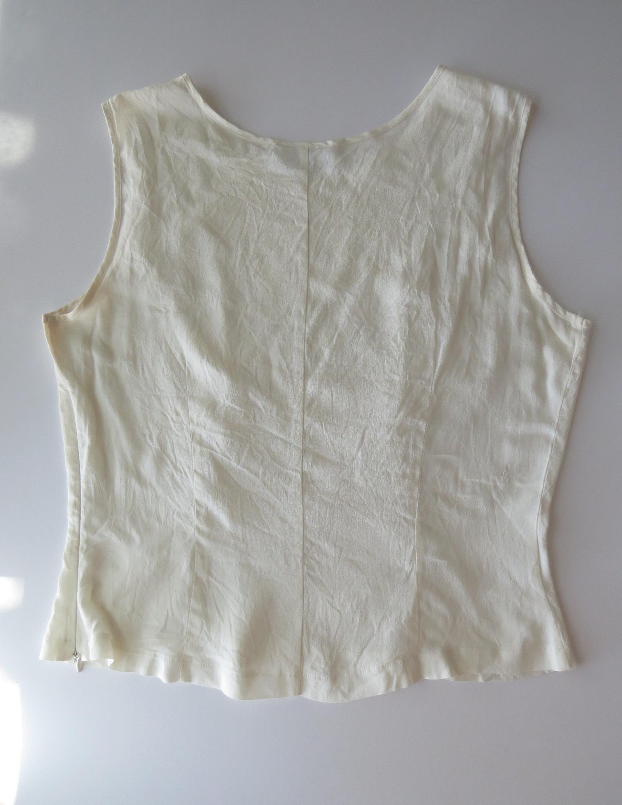 Gabrielle La Camicia Cream Silk Blend Top with Mesh Embroidery, Made in Italy