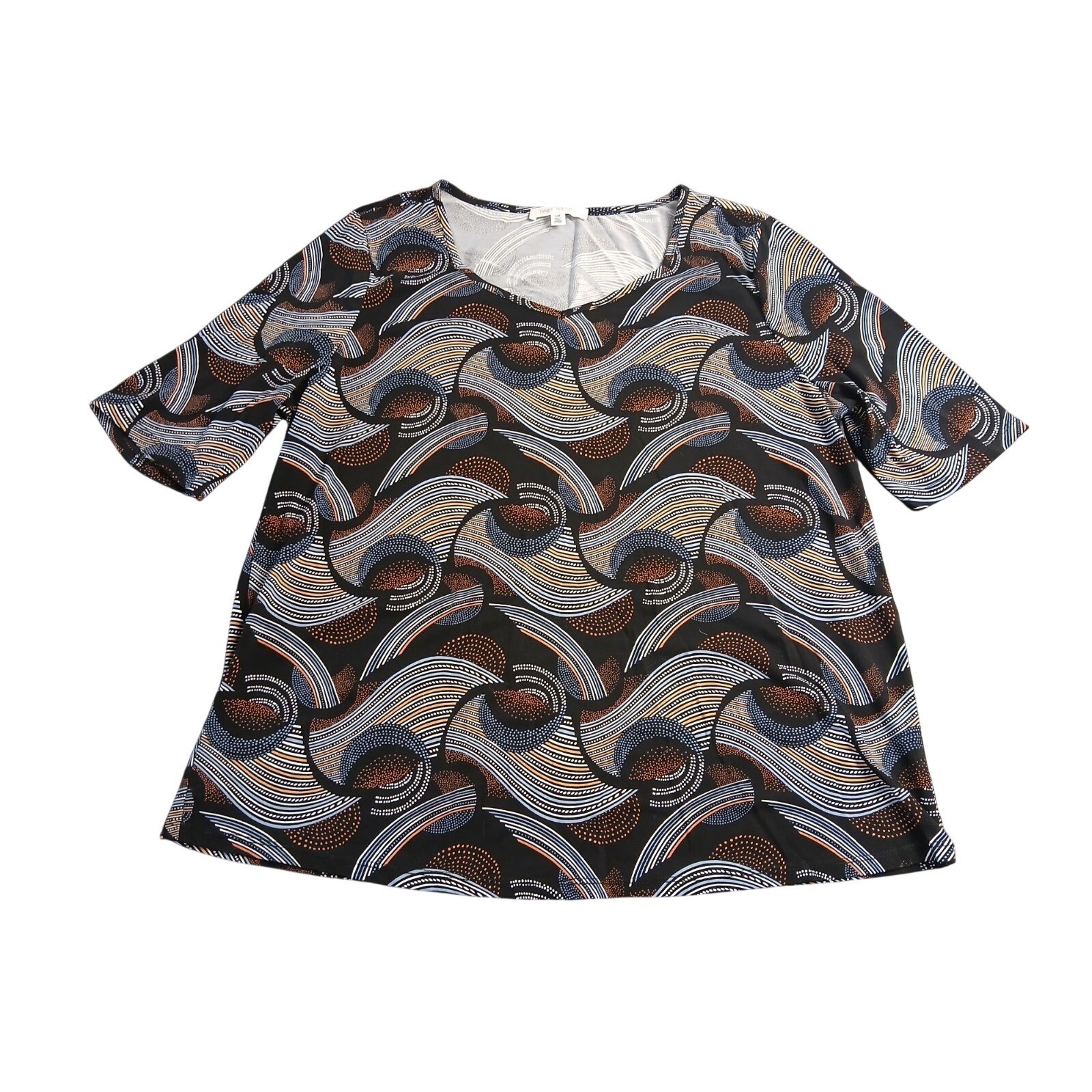 Daily Thread Short Sleeve Top Shirt Blouse Nylon Spandex Size LG #459C