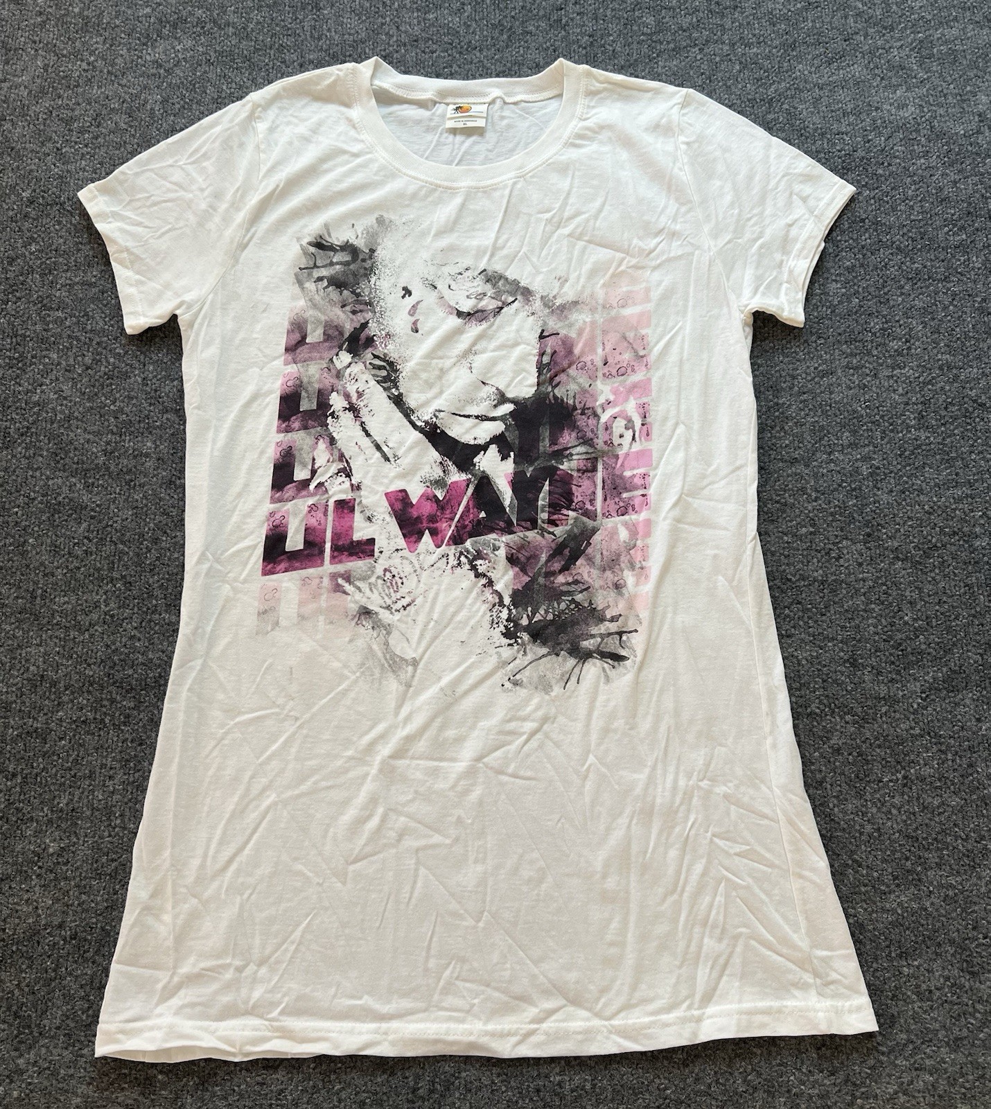 Lil Wayne T Shirt Womens Junior XL NWOT White Purple Abstract Photo Graphic
