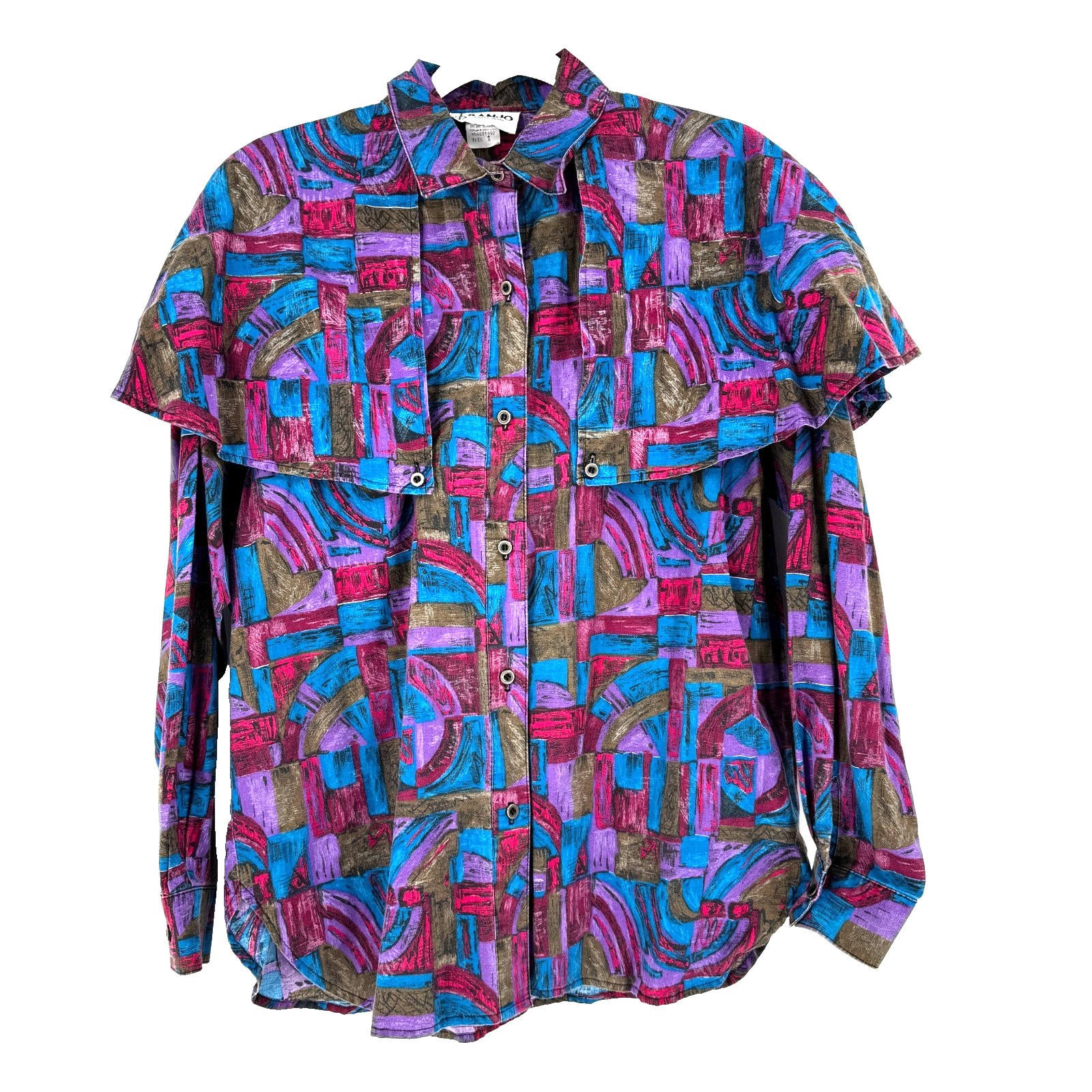 90s Banjo Dallas TX Western Shirt Women’s M Removable Shoulder Cape Cowgirl USA