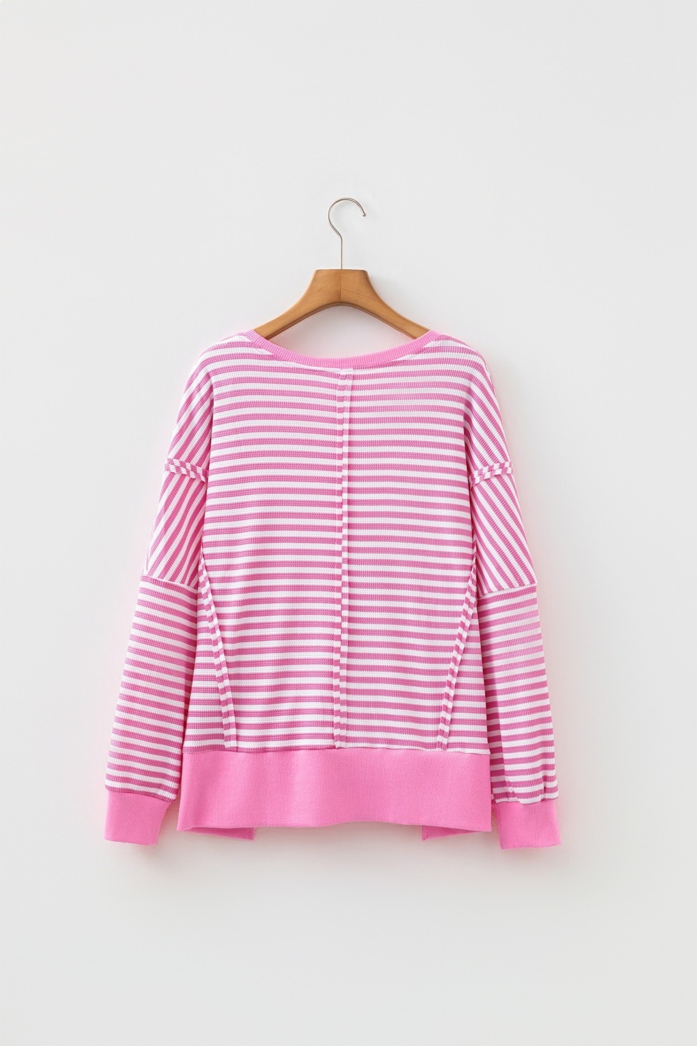 SYNZ Women’s Striped & Textured Knit Split Hem Long Sleeve Top, S to XL