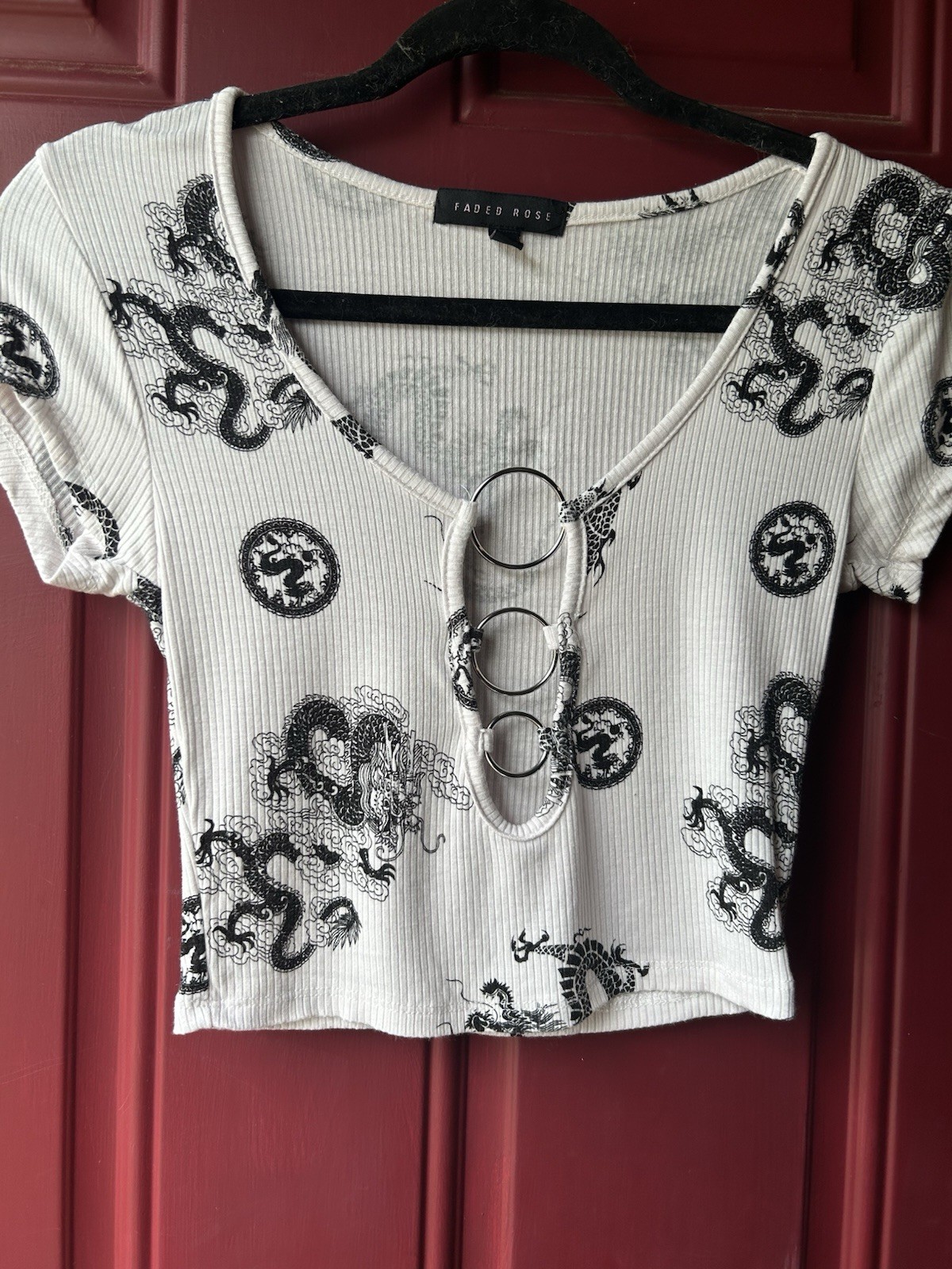 Faded Rose Crop Top Size Small Grunge Emo Punk