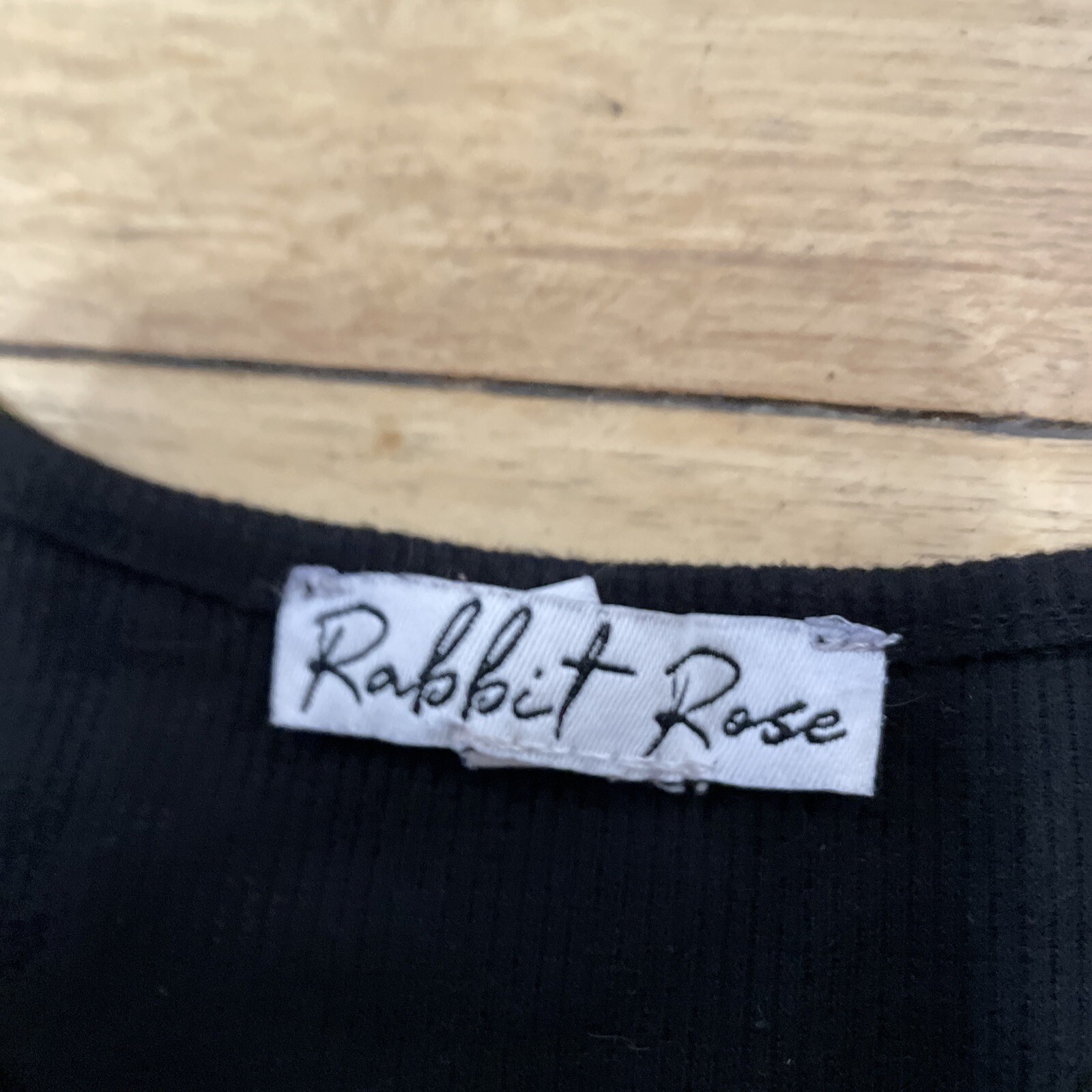 Rabbit Rose T-Shirt Tee Womens XS Crop Top Black Corseted Goth Witchy Ribbed XS