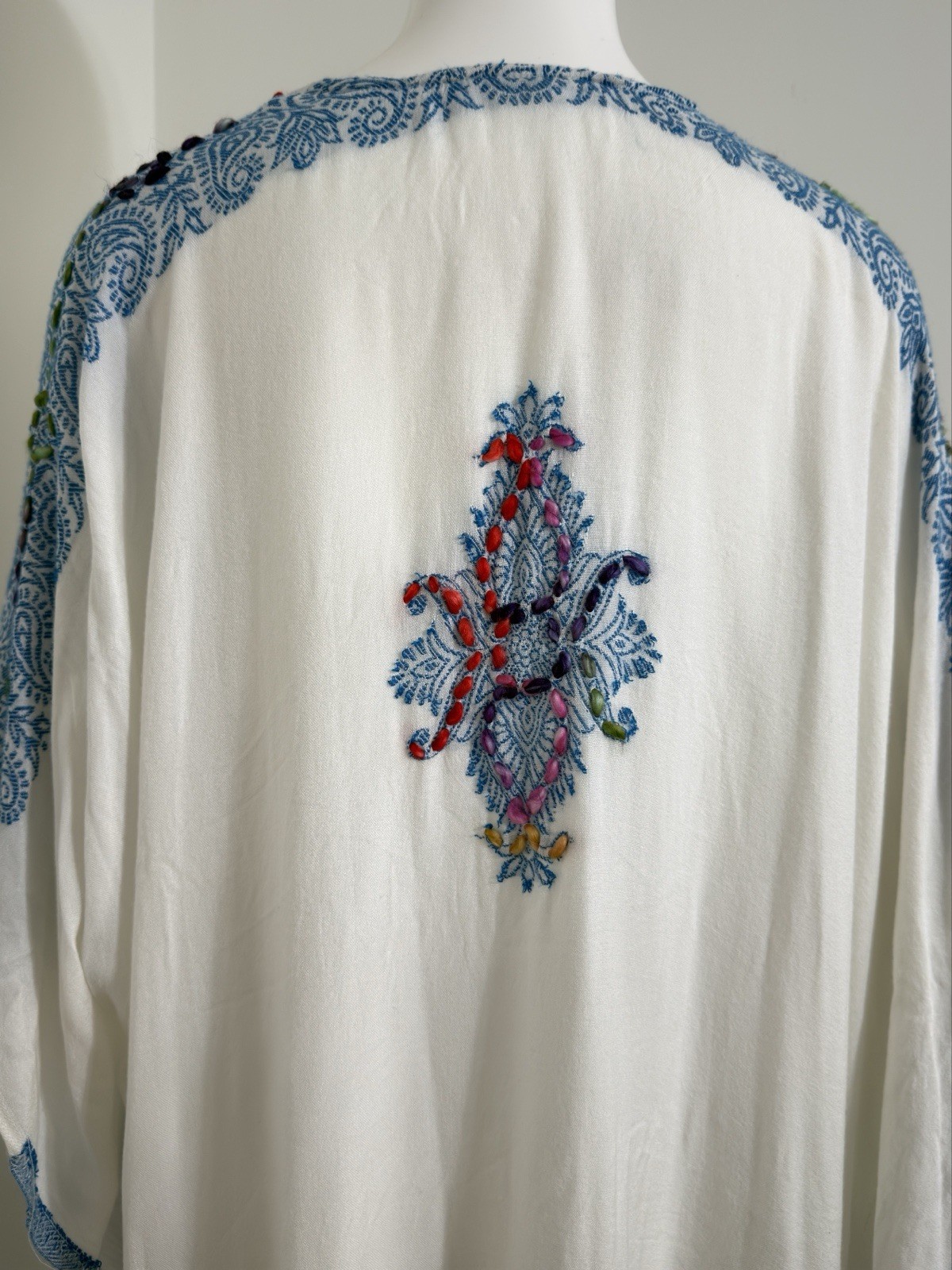 Women’s Bohemian Paisley Kaftan Embroidered Tunic Oversized Resortwear One Size