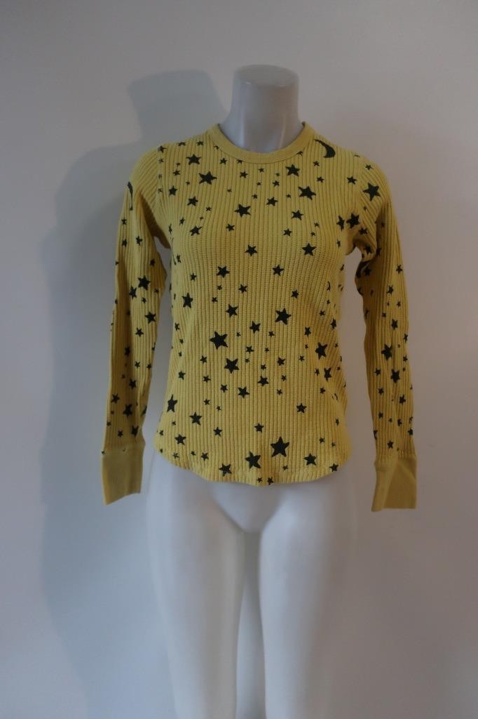 Womens MOTHER Beige, Black Stars & Moon Print Thermal Top S