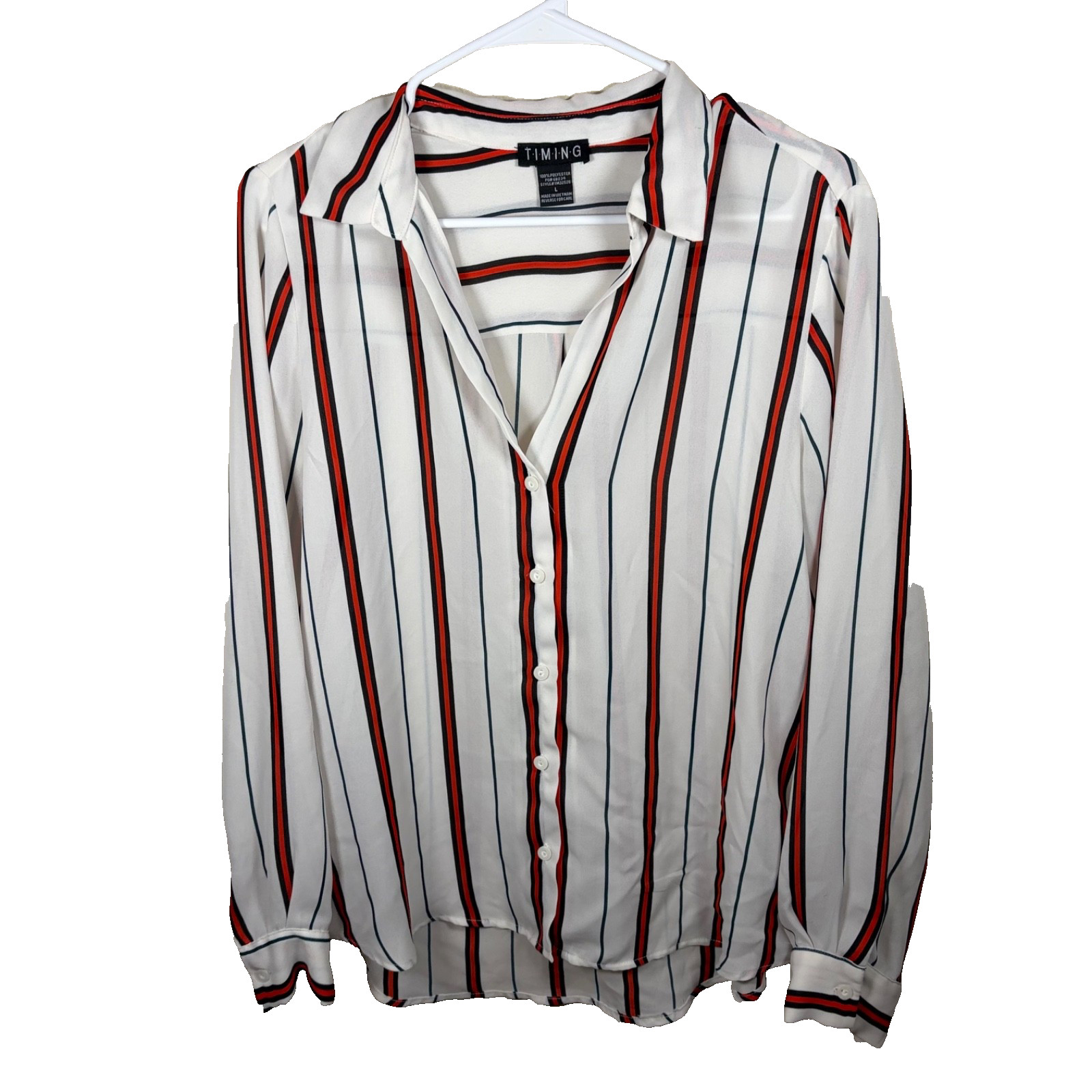 Timing Blouse Women’s Large Button Up Long Sleeve Collared Casual Top Shirt