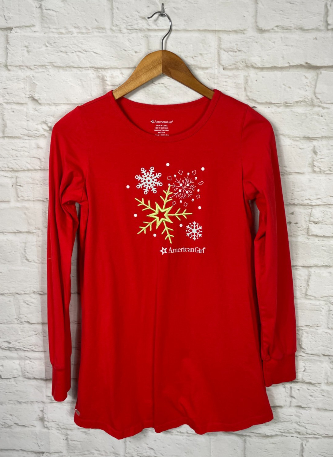 AMERICAN GIRL Womens Red Long Sleeve Tunic Tee Size Small 4/6