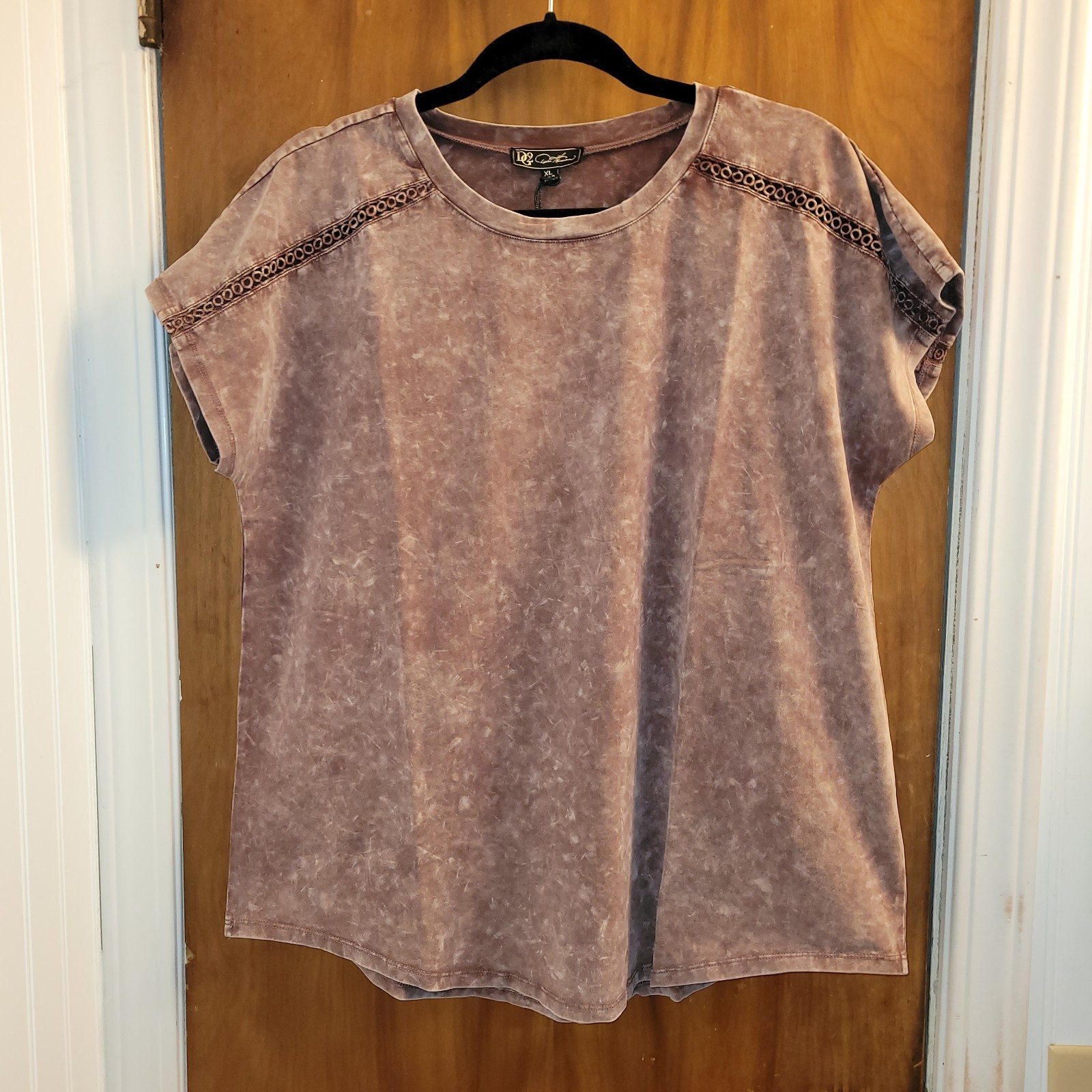 DG2 by Diane Gilman Cocoa Venise Lace Inset Trim Dolman-Sleeve Top XL BRAND NE