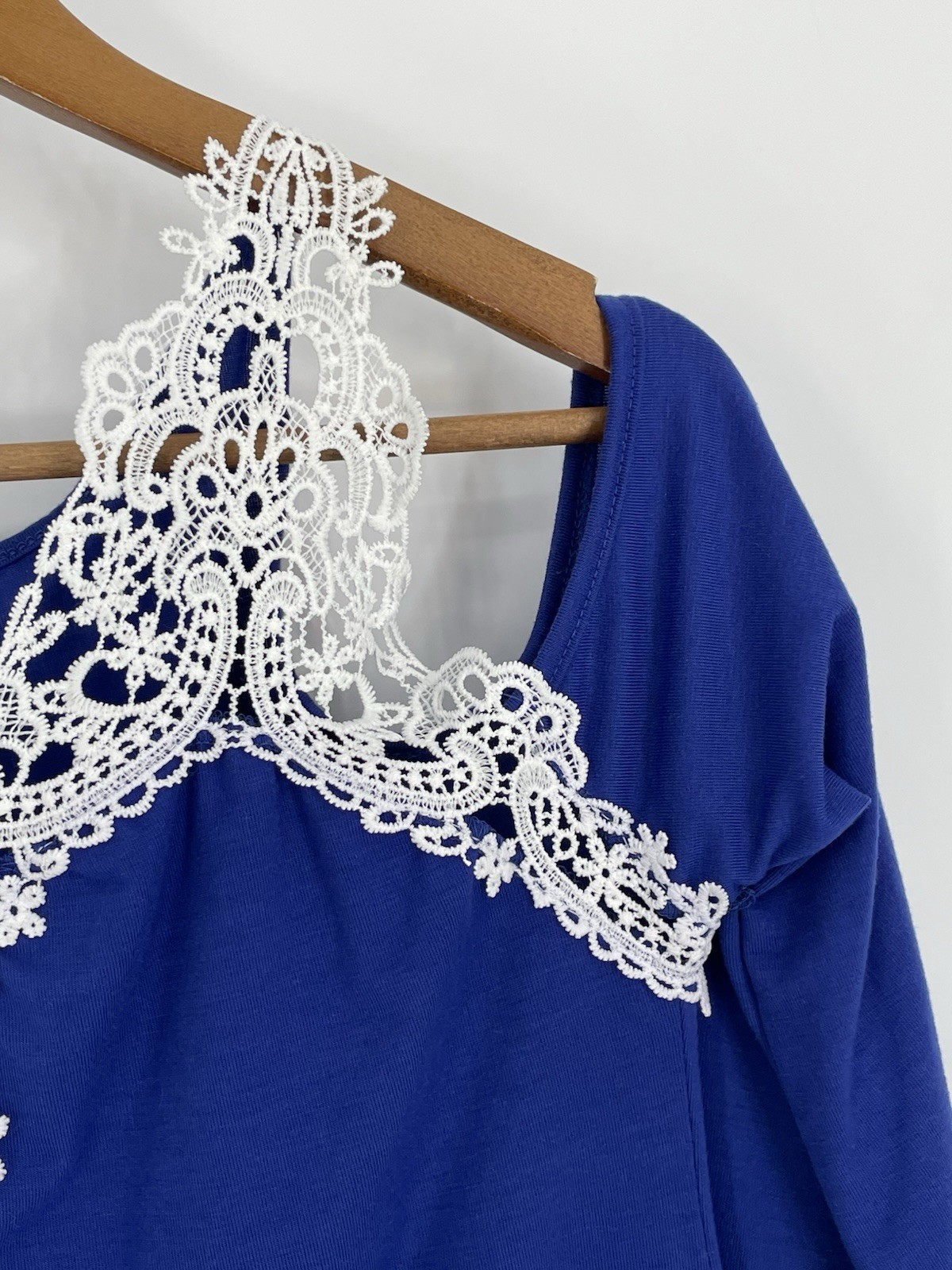 Dicloud Womens Large Cold Shoulder Lace Cut Out Top Blue Fairy Cocktail