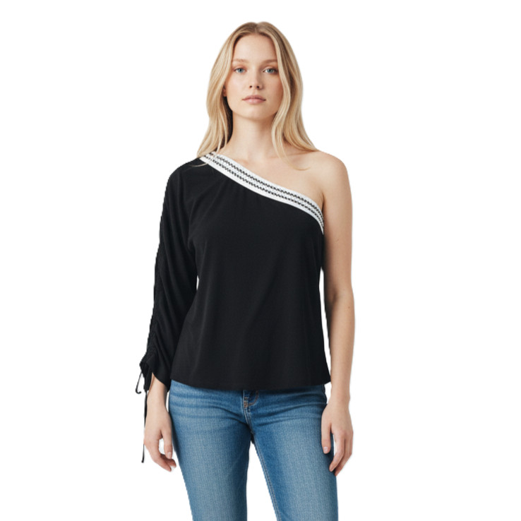VTG Asymmetric One Shoulder Top Small Black White 90s Minimalist Cyber Grunge