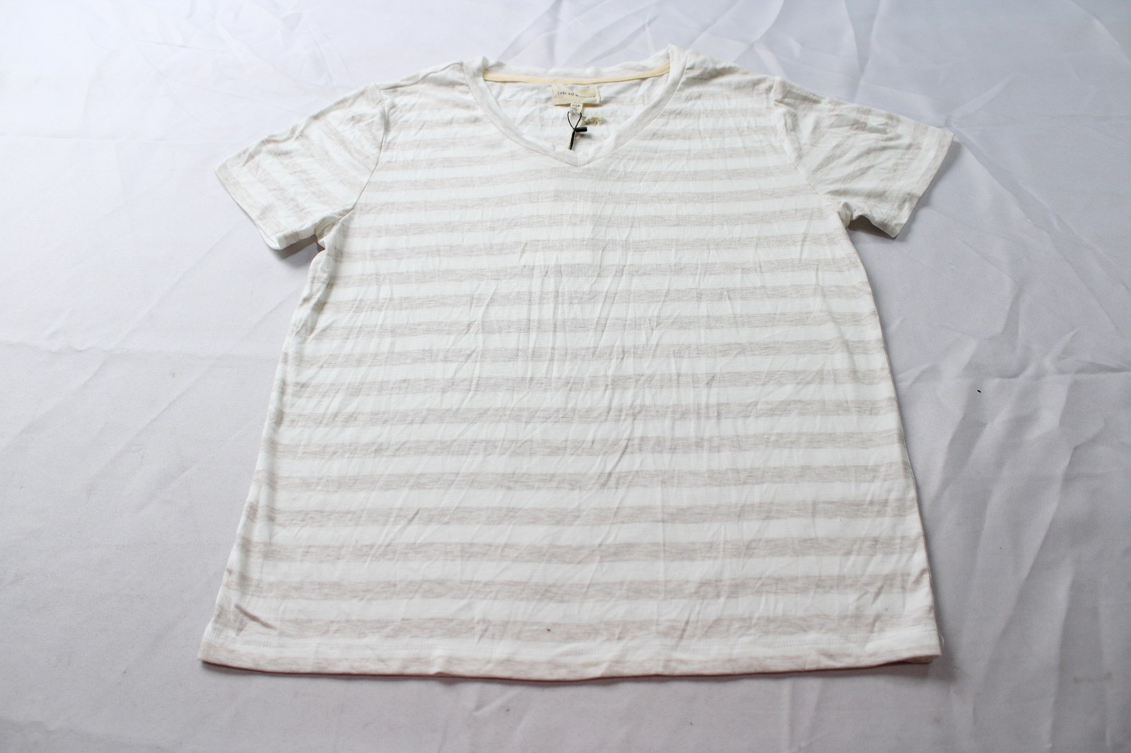 Thread & Supply Women’s Petite Short Sleeve Striped Tee AC2 Beige/White Size PXS
