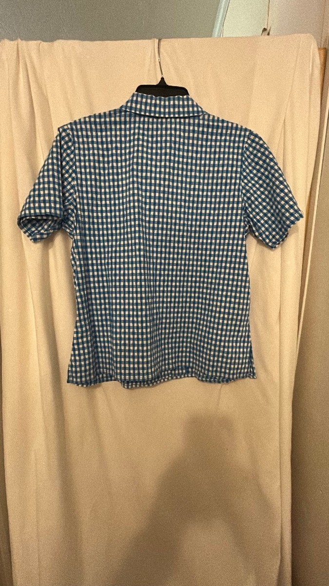 Denim & Co. Gingham Seersucker Short Sleeve Shirt