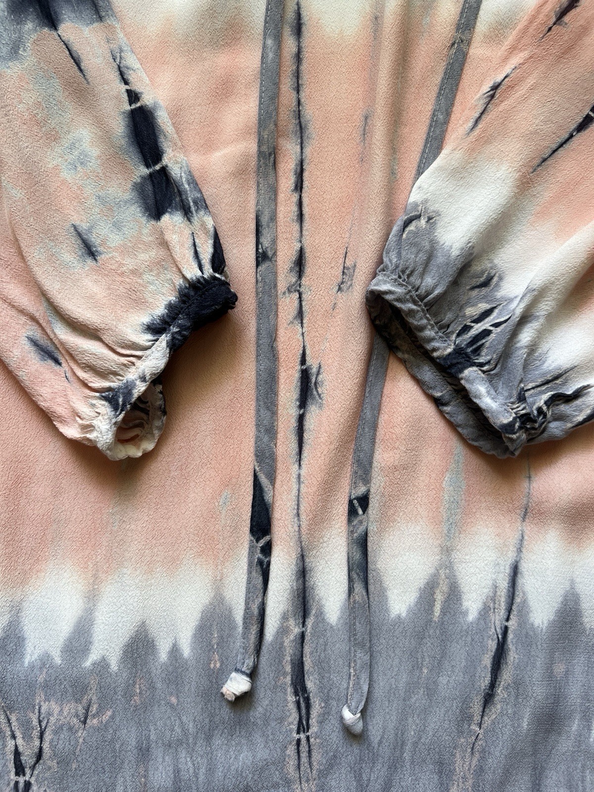 Promesa Tie Dye Peasant Blouse Womens L Boho Rayon Long Sleeve Cottagecore Top