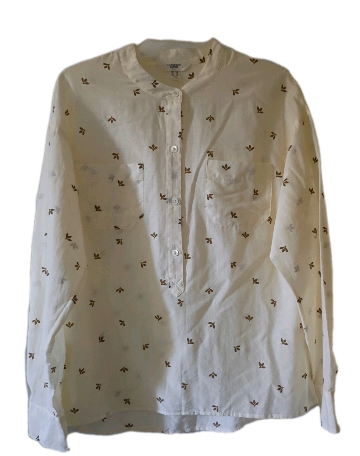 lands End womens tops Button Up Cotton Silk Blend Size 8