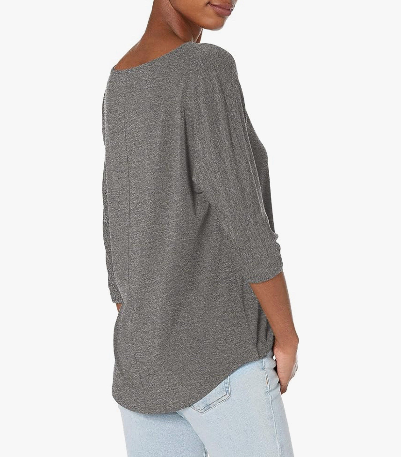 Daily Ritual Women’s Jersey Oversized Bunch-Sleeve Gray Top Size 2XL