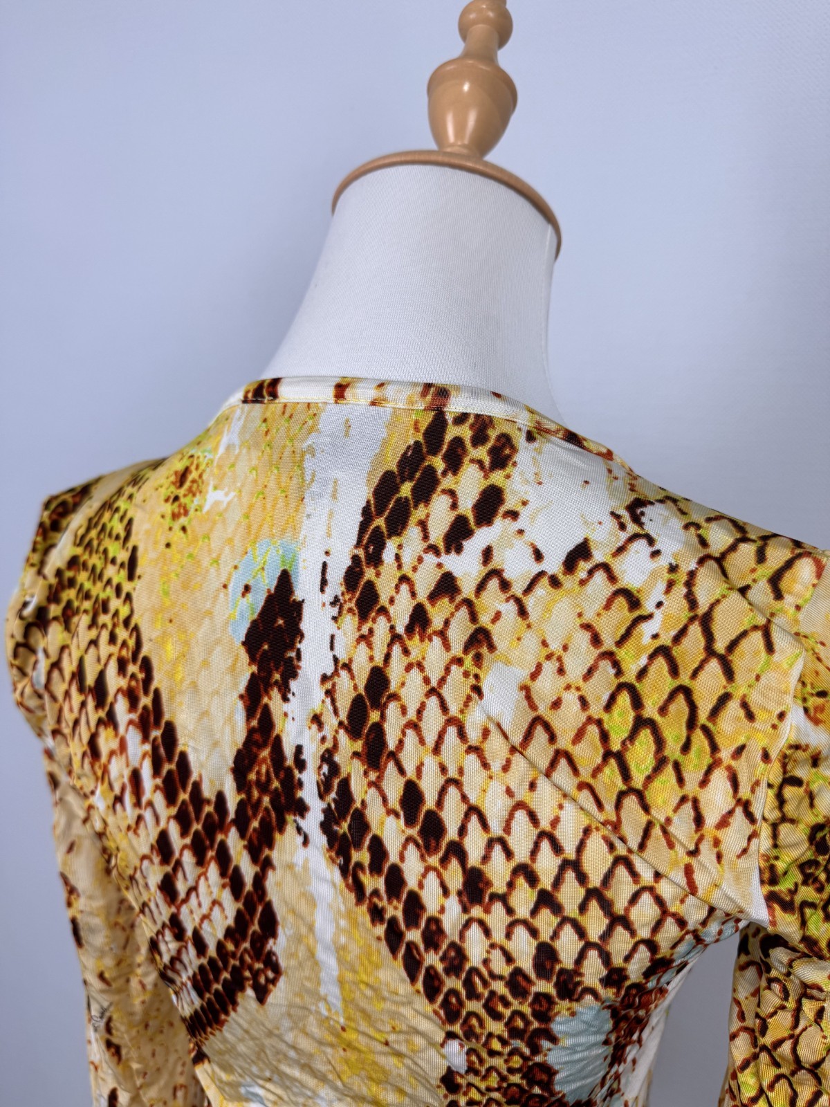 Just Cavalli Made in Bosnia Wonderful Yellow Snake Pattern Stretch Shirt Sz S