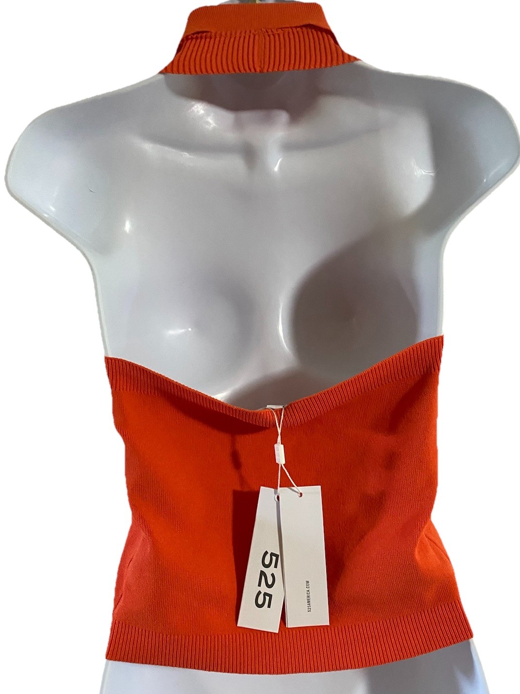 NEW Revolve 525 America Knit Polo Halter Papaya Orange Size XS Rayon Nylon