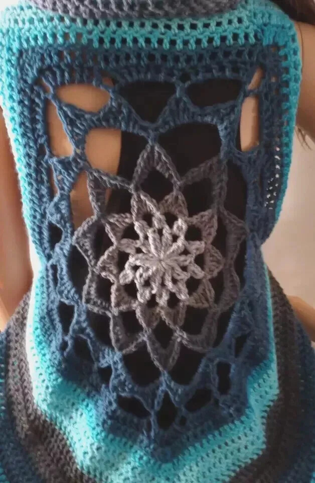 handmade crochet womans mandala top vest festival plus xl/1x spirit