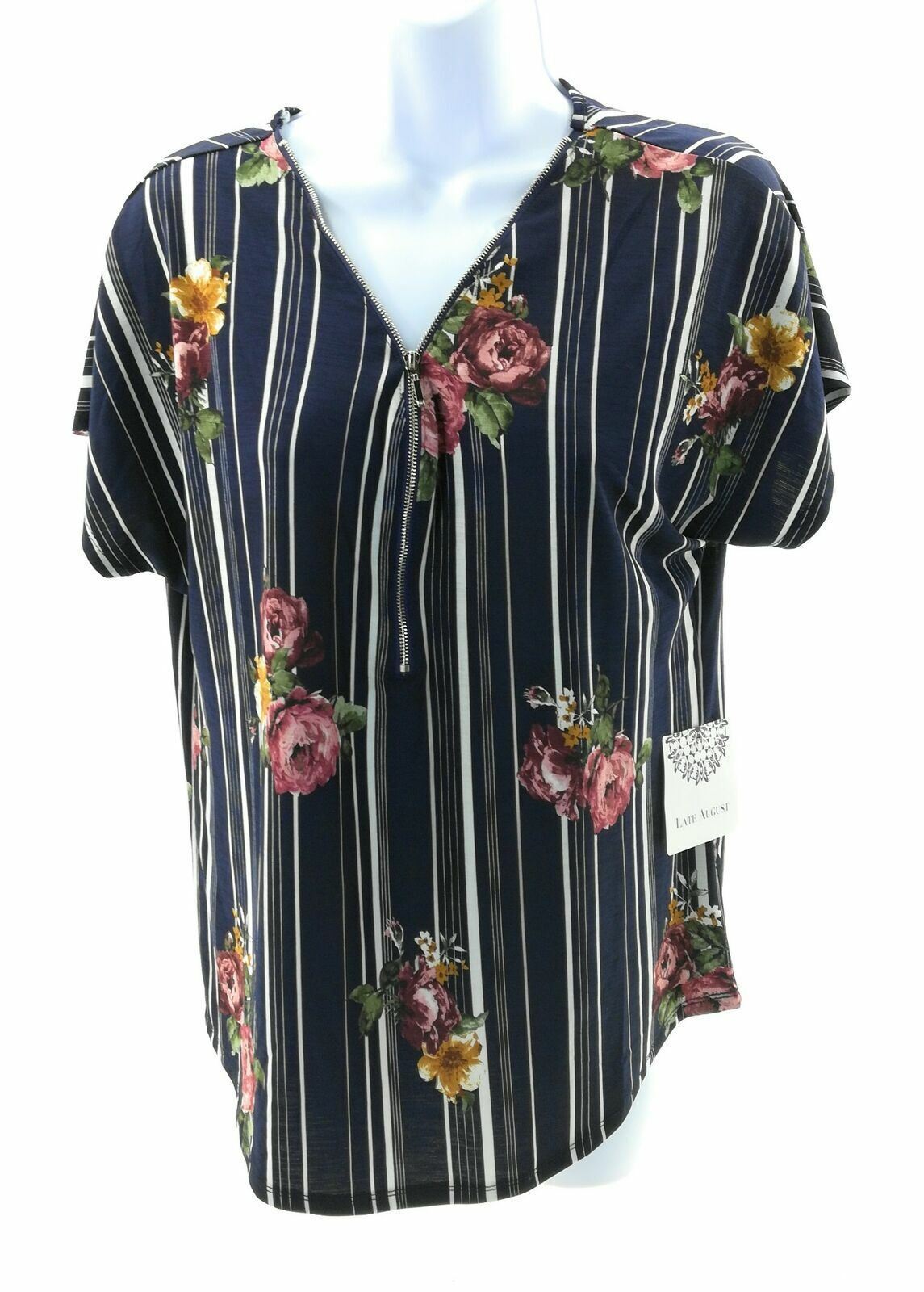 Late August Womens Blue Floral Top Size Small