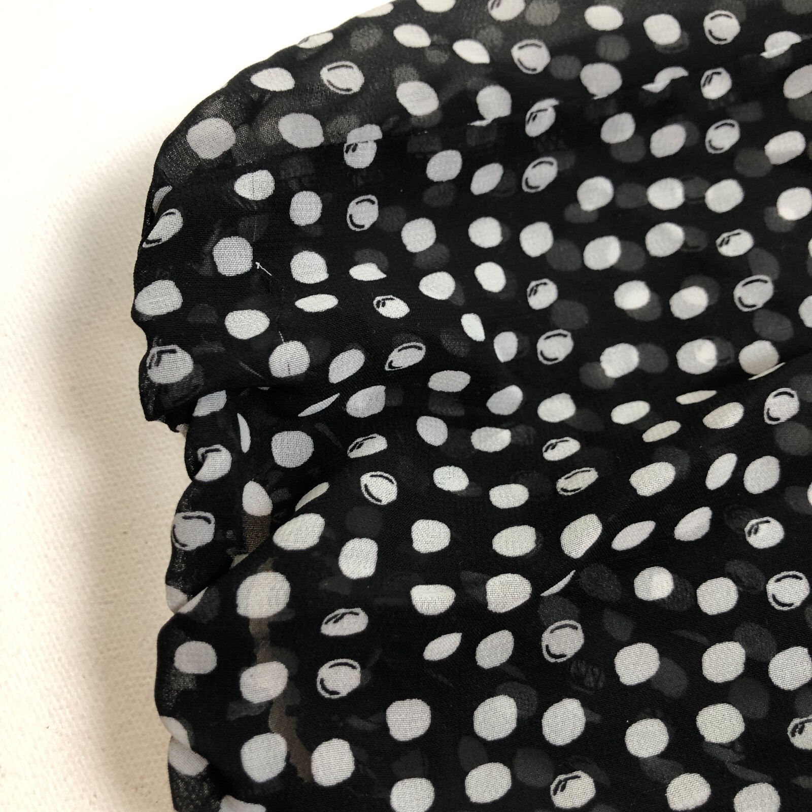 Max Edition Blouse Women’s Large L Black White Polka Dots Long Sleeves Sheer Top