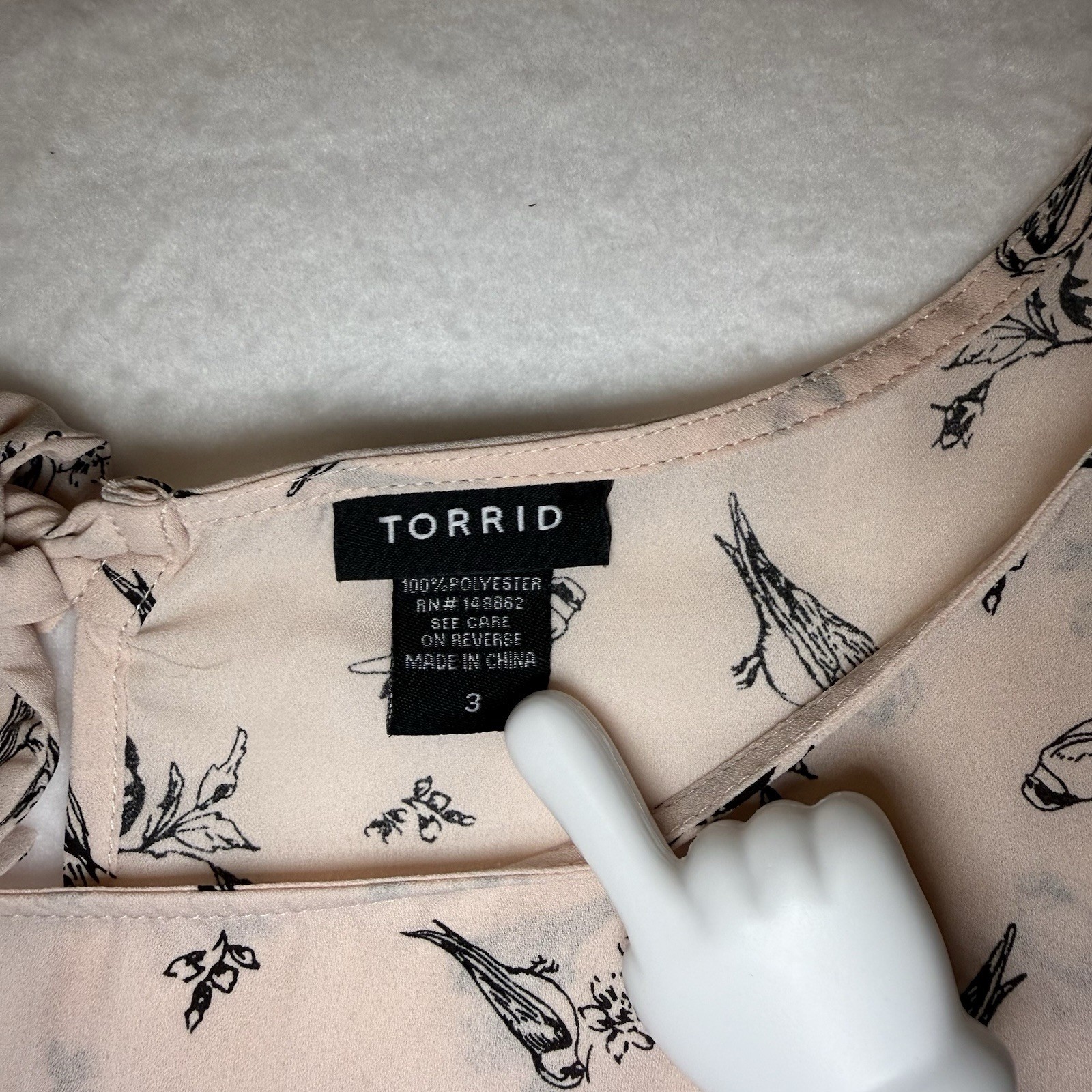 TORRID Blush and Black Bird Blouse 3x