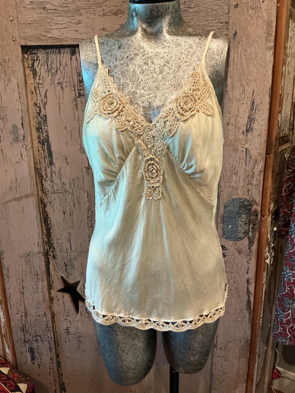 Hale Bob Y2K Vintage Silk Fairy Beaded Tank Top Whimsigoth Romantic M