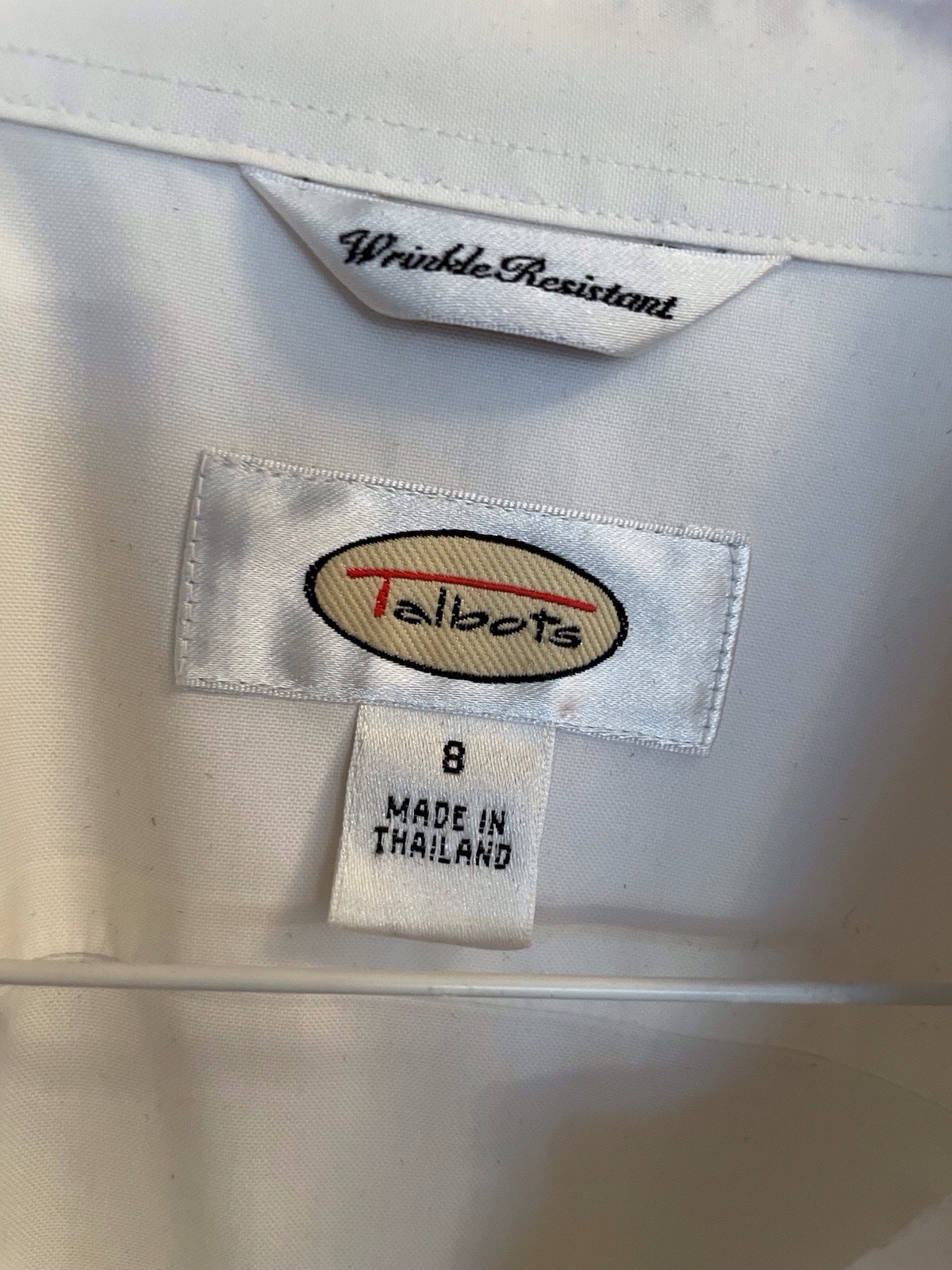 Talbots White Button Down Shirt Stretch Cotton Blend Minimalist Classic 8