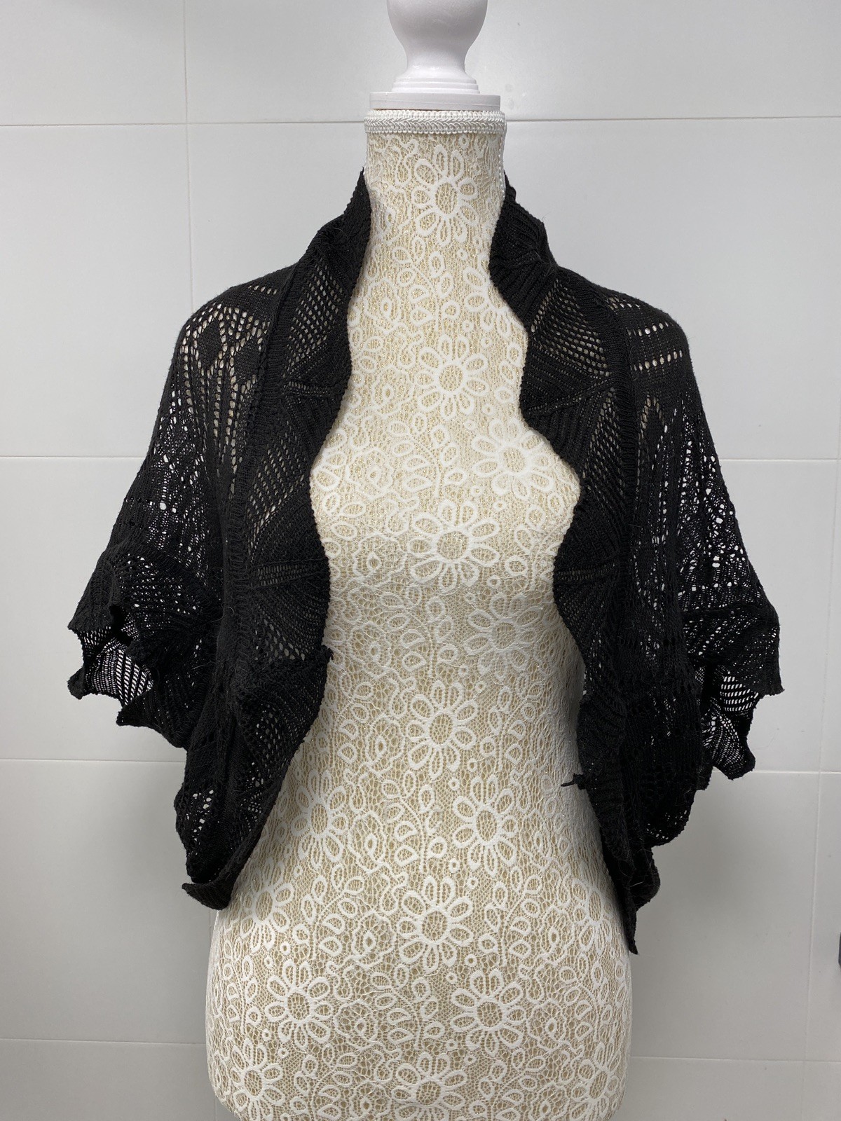 Black Y2k Vintage Knit Shrug Bolero Kawaii Harajuku Shoujo Goth Alt Grunge