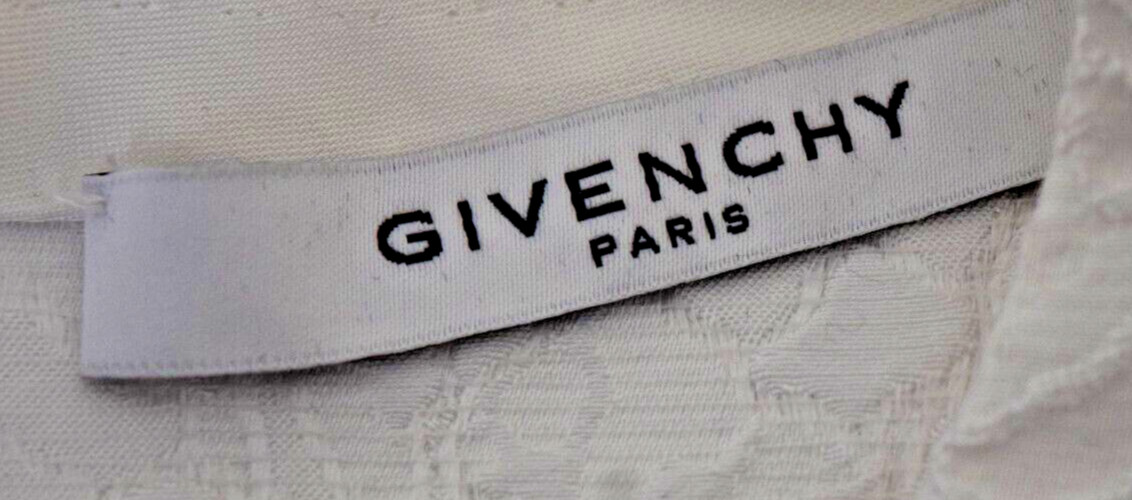 GIVENCHY WHITE BROCADE SHORT SLEEVES BACK ZIPPER SIZE 42