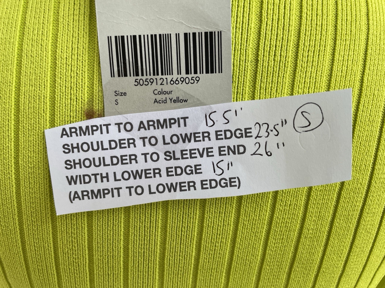 Sweatybetty Acid Yellow Cut Out rib Knit Top small bnwt